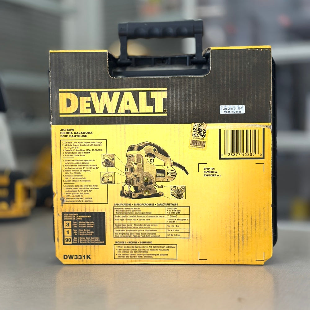 DEWALT (DW331K) 6.5 Amp Corded Variable Speed Jig Saw Kit with Kit Box