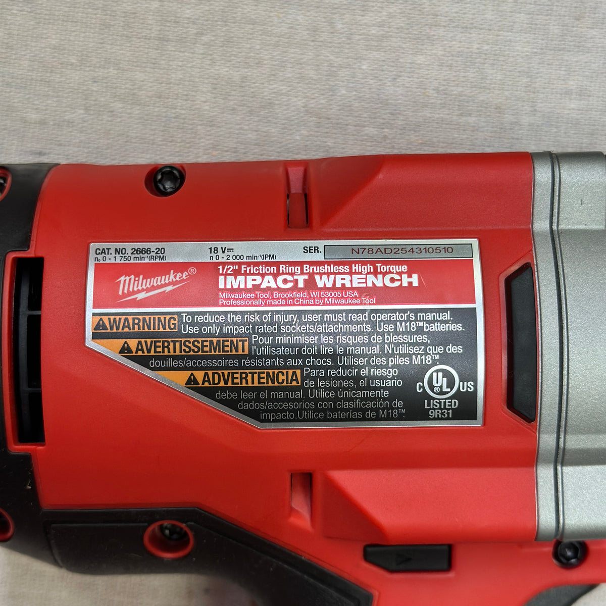 Milwaukee M18 18V Brushless 1/2-Inch High Torque Impact Wrench