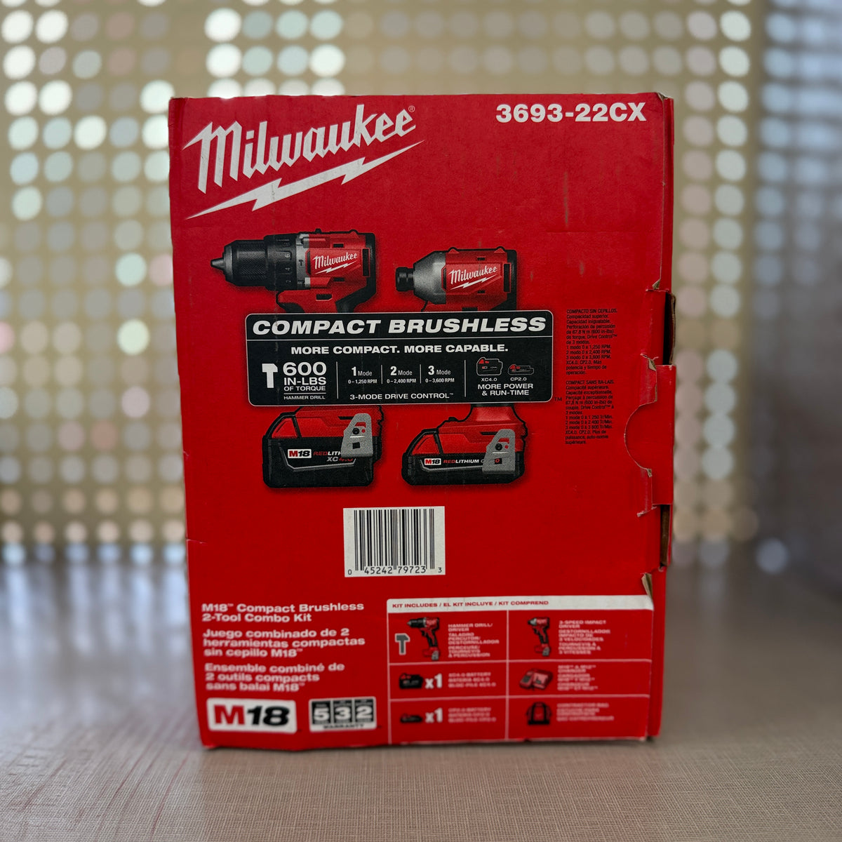 Milwaukee M18 Compact Brushless 2-Tool Combo Kit — Hammer Drill/Driver + 3-Speed Impact Driver w/ XC4.0 & CP2.0 Batteries (3693-22CX)