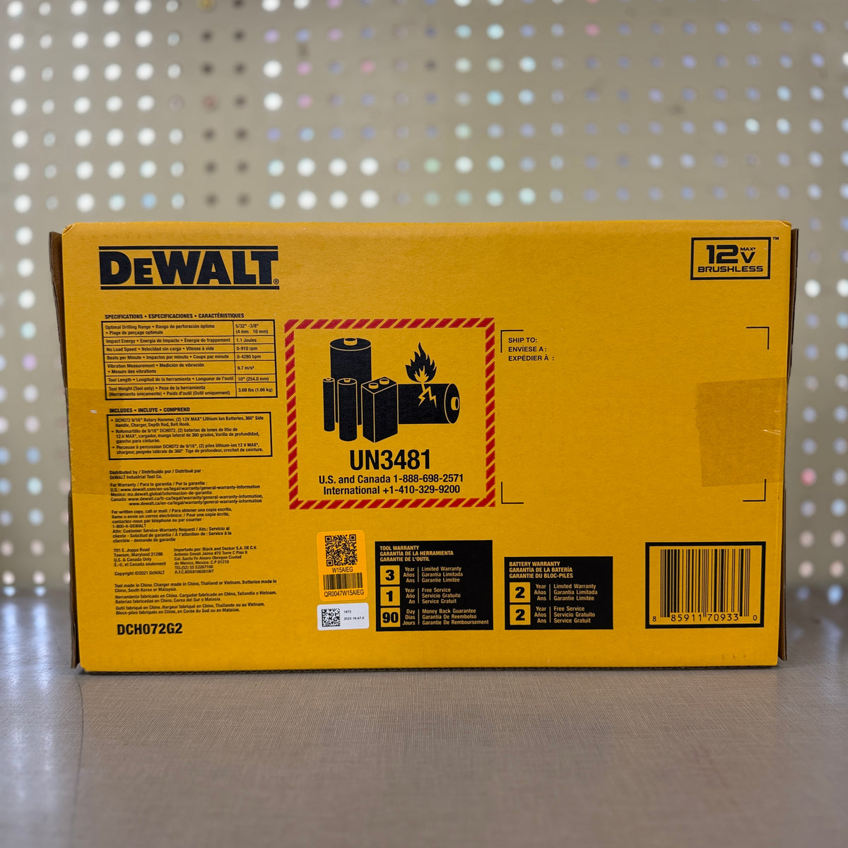 DEWALT DCH072G2 12V MAX Brushless 9/16 in. SDS Plus Rotary Hammer Kit