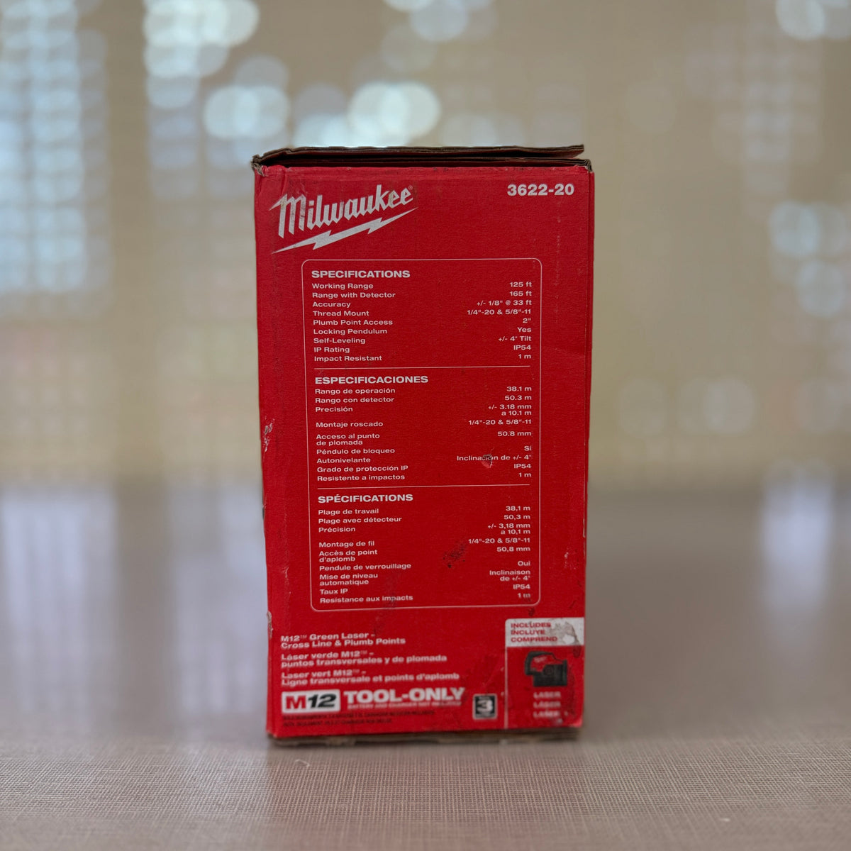 Milwaukee 3622-20 M12 Green Laser Cross Line & Plumb Points (Tool Only)