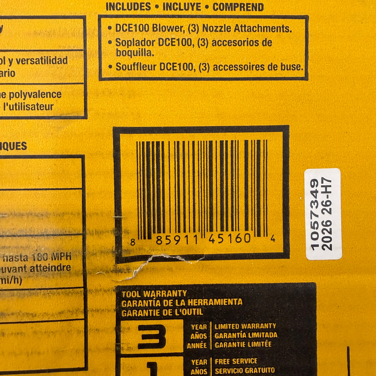 DEWALT DCE100B 20V MAX Compact Jobsite Blower (Tool Only) 100 CFM 180 MPH