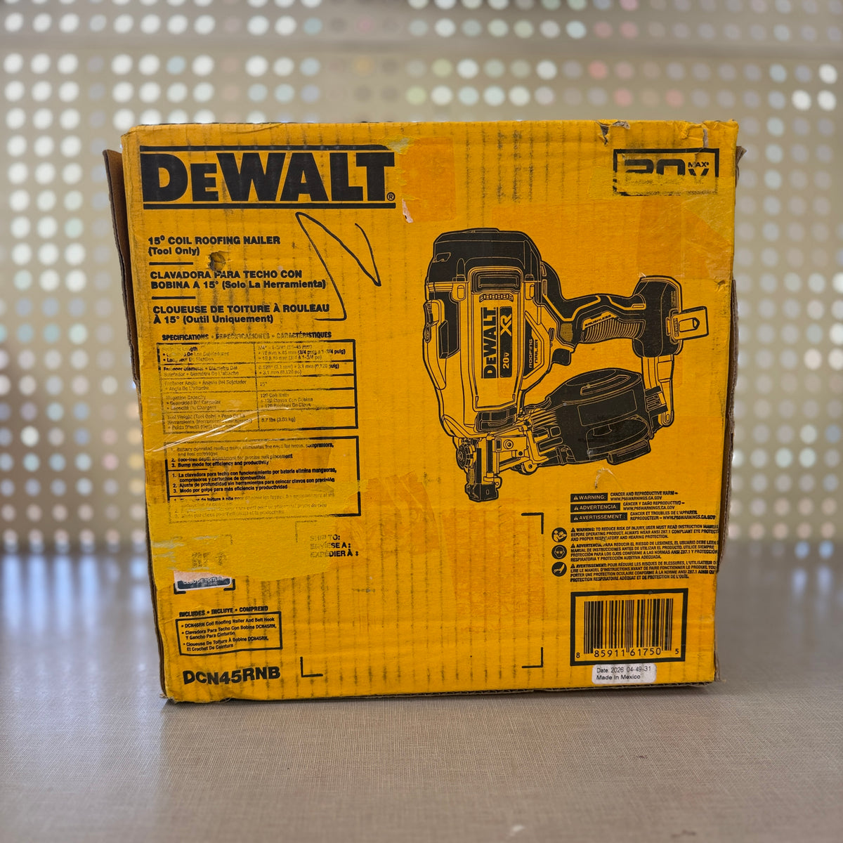 DEWALT DCN45RNB 20V MAX XR 15 Degree Coil Roofing Nailer (Tool Only)