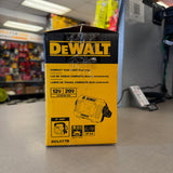 DEWALT DCL077B task light box showing 0-360 degree handle, LED and IP54 icons